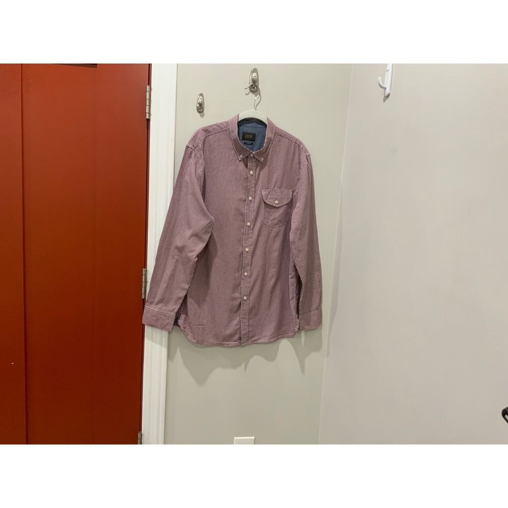 Jachs New York Mens XL Classic Fit Red Gingham Button Down Cotton Shirt Long Slv